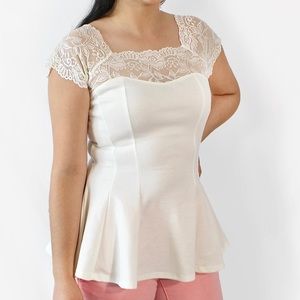 Finesse White Lace Peplum Top